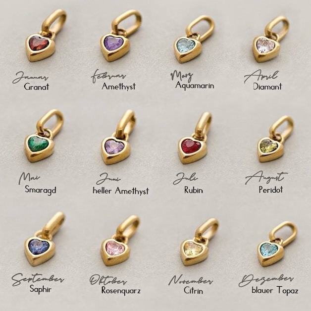 Gold Heart Birthstone Pendant